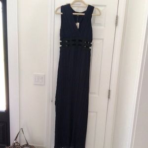 Beautiful long navy dress with black cut out details - tags on !